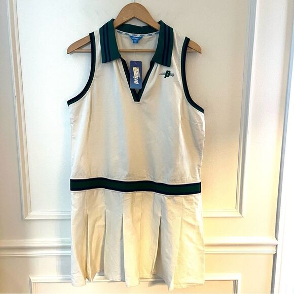 Prince Preppy Pleated Collared VNeck Pickleball Dress White Navy Size XL NWT - Picture 4 of 9